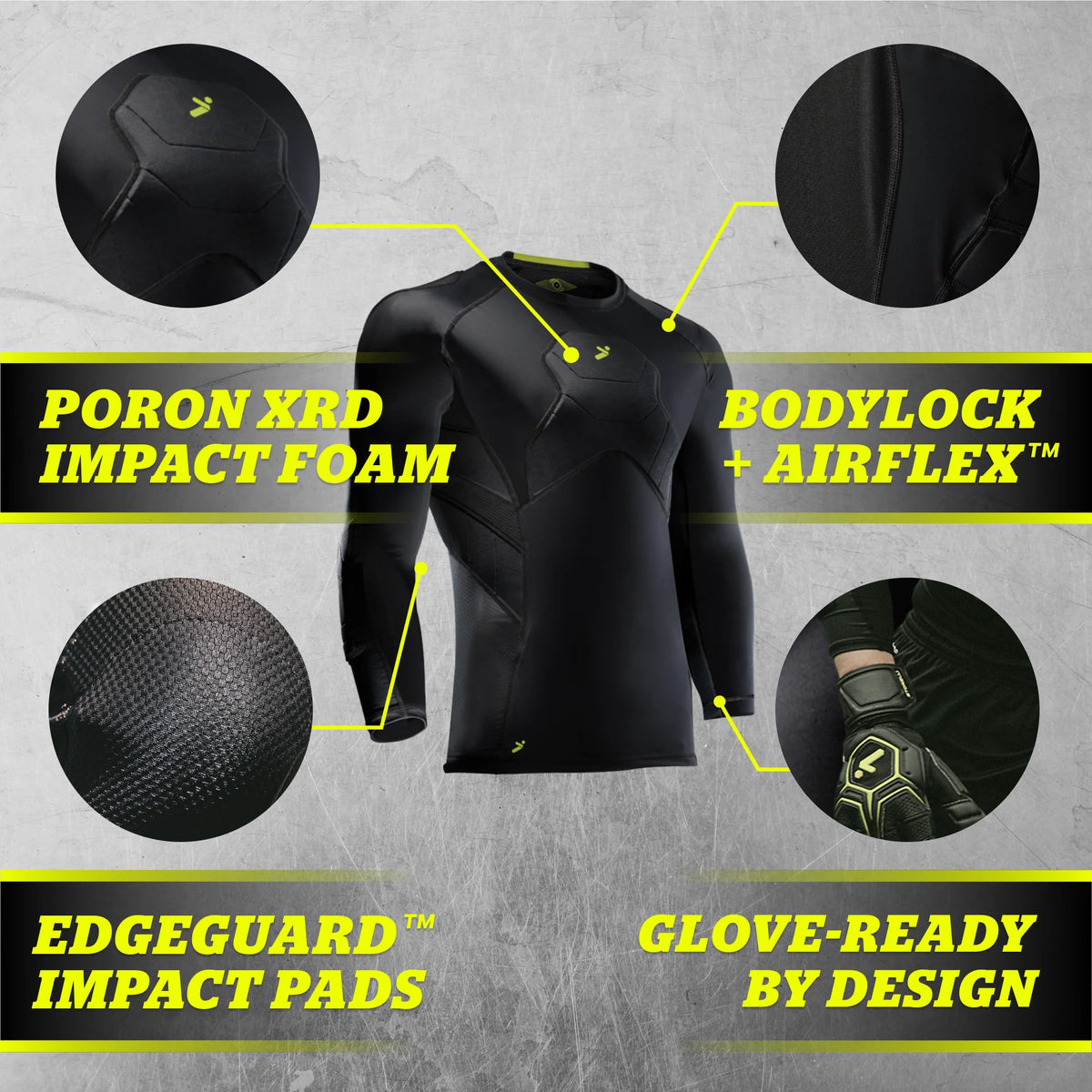 STORELLI BODYSHIELD GK 3/4 UNDERSHIRT (PADDED)