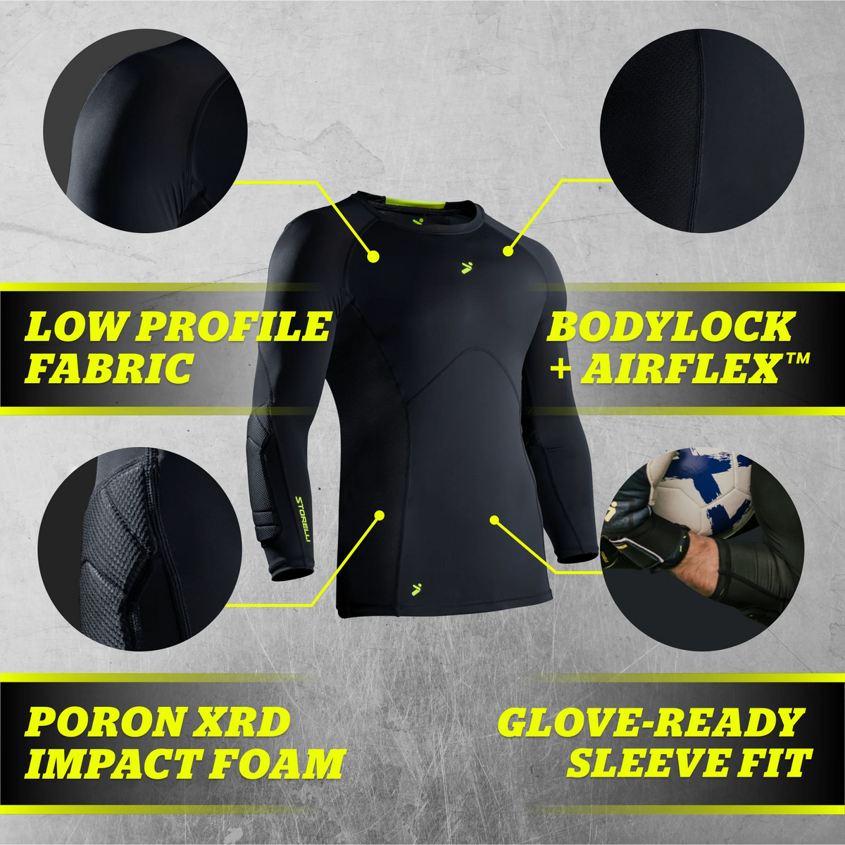 STORELLI BODYSHIELD GOALKEEPER LIGHT MATCHDAY 3/4 UNDERSHIRT (PADDED)
