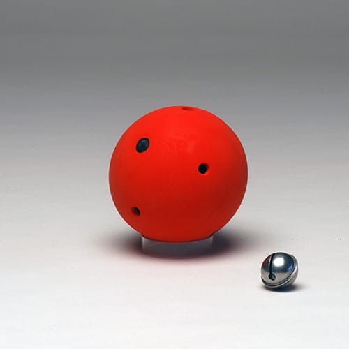 WVBALL THROWING BALL WITH SOUND HOLES AND BELLS 115MM/ 4.5'' RED